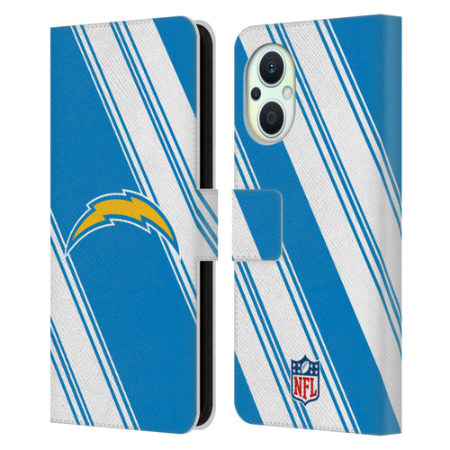 NFL Los Angeles Chargers Artwork Stripes Leather Book Wallet Case Cover For OPPO Reno8 Lite