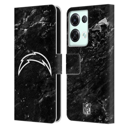 NFL Los Angeles Chargers Artwork Marble Leather Book Wallet Case Cover For OPPO Reno8 Pro