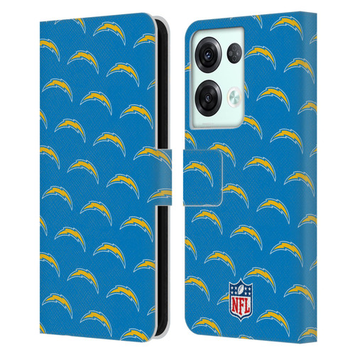 NFL Los Angeles Chargers Artwork Patterns Leather Book Wallet Case Cover For OPPO Reno8 Pro