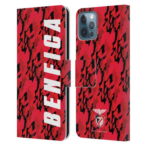 S.L. Benfica 2021/22 Crest Camouflage Leather Book Wallet Case Cover For Apple iPhone 12 / iPhone 12 Pro