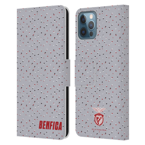 S.L. Benfica 2021/22 Crest Triangles Leather Book Wallet Case Cover For Apple iPhone 12 / iPhone 12 Pro