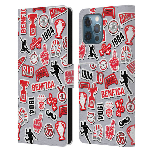 S.L. Benfica 2021/22 Crest Stickers Leather Book Wallet Case Cover For Apple iPhone 12 Pro Max