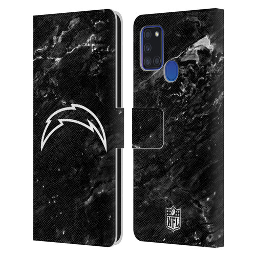 NFL Los Angeles Chargers Artwork Marble Leather Book Wallet Case Cover For Samsung Galaxy A21s (2020)