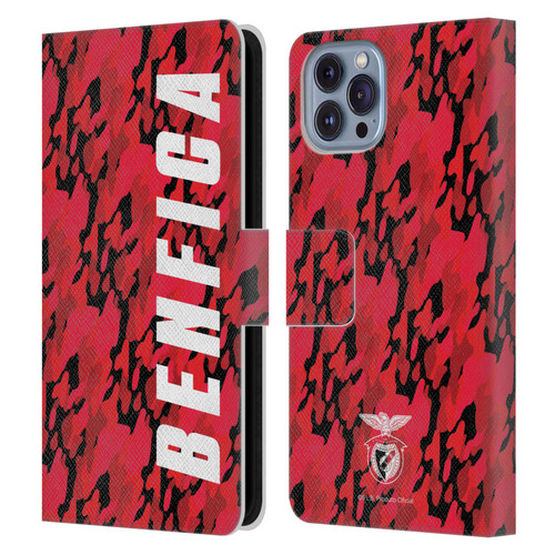 S.L. Benfica 2021/22 Crest Camouflage Leather Book Wallet Case Cover For Apple iPhone 14