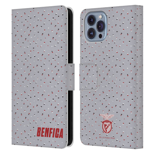 S.L. Benfica 2021/22 Crest Triangles Leather Book Wallet Case Cover For Apple iPhone 14