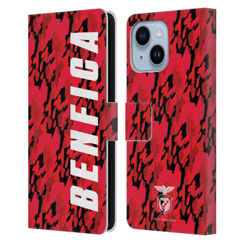 S.L. Benfica 2021/22 Crest Camouflage Leather Book Wallet Case Cover For Apple iPhone 14 Plus