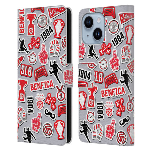S.L. Benfica 2021/22 Crest Stickers Leather Book Wallet Case Cover For Apple iPhone 14 Plus