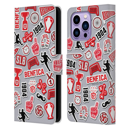 S.L. Benfica 2021/22 Crest Stickers Leather Book Wallet Case Cover For Apple iPhone 14 Pro Max