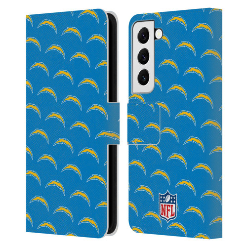 NFL Los Angeles Chargers Artwork Patterns Leather Book Wallet Case Cover For Samsung Galaxy S22 5G