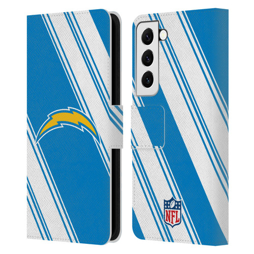 NFL Los Angeles Chargers Artwork Stripes Leather Book Wallet Case Cover For Samsung Galaxy S22 5G