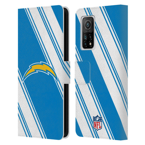 NFL Los Angeles Chargers Artwork Stripes Leather Book Wallet Case Cover For Xiaomi Mi 10T 5G