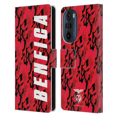 S.L. Benfica 2021/22 Crest Camouflage Leather Book Wallet Case Cover For Motorola Edge 30