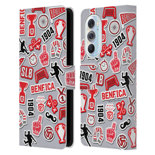 S.L. Benfica 2021/22 Crest Stickers Leather Book Wallet Case Cover For Motorola Edge X30