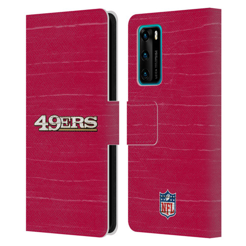NFL San Francisco 49Ers Logo Distressed Look Leather Book Wallet Case Cover For Huawei P40 5G