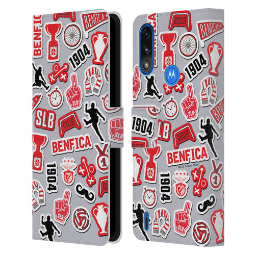 S.L. Benfica 2021/22 Crest Stickers Leather Book Wallet Case Cover For Motorola Moto E7 Power / Moto E7i Power