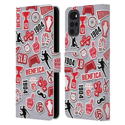 S.L. Benfica 2021/22 Crest Stickers Leather Book Wallet Case Cover For Motorola Moto G22