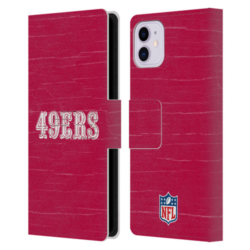NFL San Francisco 49Ers Logo Distressed Look Leather Book Wallet Case Cover For Apple iPhone 11
