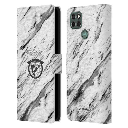 S.L. Benfica 2021/22 Crest Marble Leather Book Wallet Case Cover For Motorola Moto G9 Power