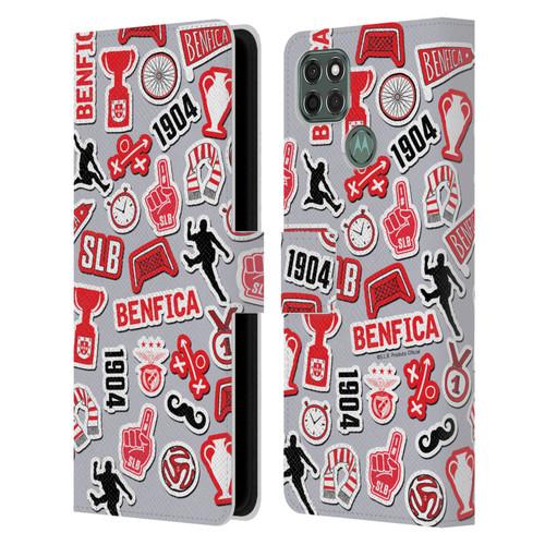 S.L. Benfica 2021/22 Crest Stickers Leather Book Wallet Case Cover For Motorola Moto G9 Power