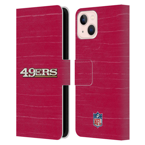 NFL San Francisco 49Ers Logo Distressed Look Leather Book Wallet Case Cover For Apple iPhone 13