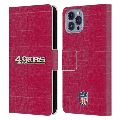 NFL San Francisco 49Ers Logo Distressed Look Leather Book Wallet Case Cover For Apple iPhone 14