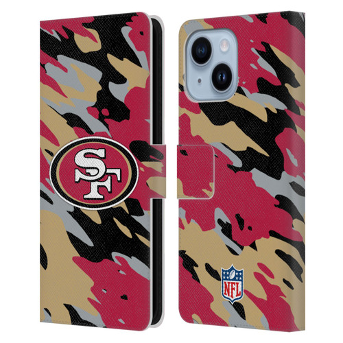 NFL San Francisco 49Ers Logo Camou Leather Book Wallet Case Cover For Apple iPhone 14 Plus