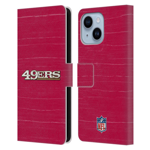 NFL San Francisco 49Ers Logo Distressed Look Leather Book Wallet Case Cover For Apple iPhone 14 Plus