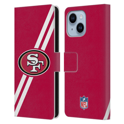 NFL San Francisco 49Ers Logo Stripes Leather Book Wallet Case Cover For Apple iPhone 14 Plus