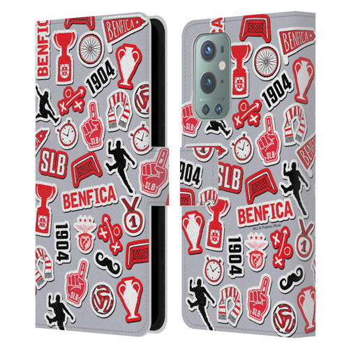S.L. Benfica 2021/22 Crest Stickers Leather Book Wallet Case Cover For OnePlus 9