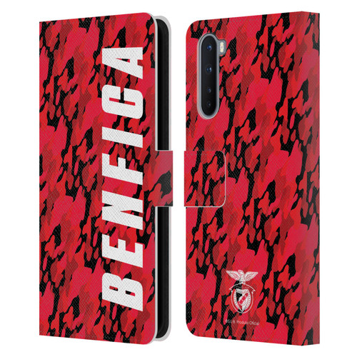 S.L. Benfica 2021/22 Crest Camouflage Leather Book Wallet Case Cover For OnePlus Nord 5G