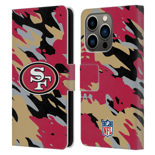 NFL San Francisco 49Ers Logo Camou Leather Book Wallet Case Cover For Apple iPhone 14 Pro