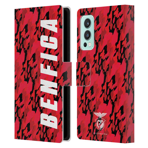 S.L. Benfica 2021/22 Crest Camouflage Leather Book Wallet Case Cover For OnePlus Nord 2 5G