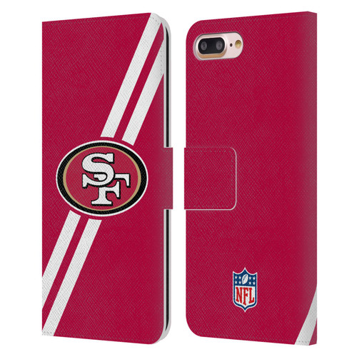 NFL San Francisco 49Ers Logo Stripes Leather Book Wallet Case Cover For Apple iPhone 7 Plus / iPhone 8 Plus