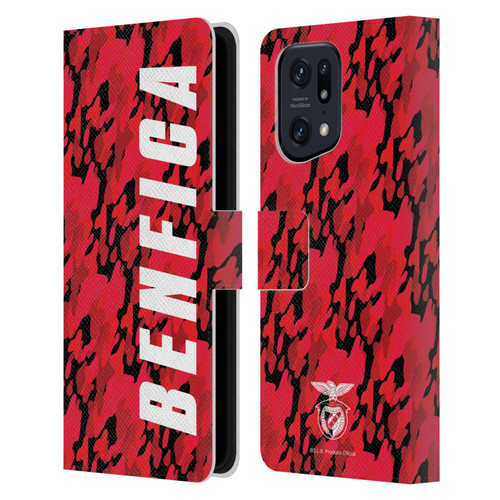 S.L. Benfica 2021/22 Crest Camouflage Leather Book Wallet Case Cover For OPPO Find X5 Pro