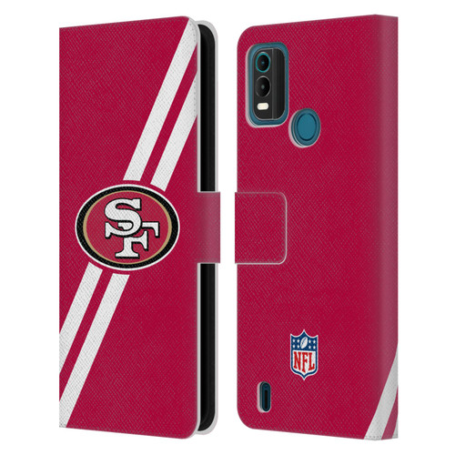 NFL San Francisco 49Ers Logo Stripes Leather Book Wallet Case Cover For Nokia G11 Plus