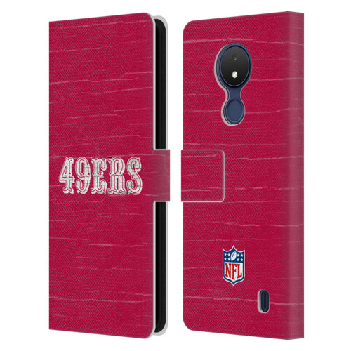 NFL San Francisco 49Ers Logo Distressed Look Leather Book Wallet Case Cover For Nokia C21