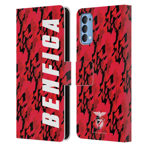 S.L. Benfica 2021/22 Crest Camouflage Leather Book Wallet Case Cover For OPPO Reno 4 5G