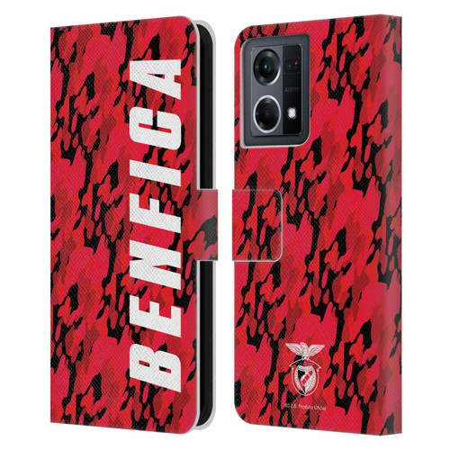 S.L. Benfica 2021/22 Crest Camouflage Leather Book Wallet Case Cover For OPPO Reno8 4G