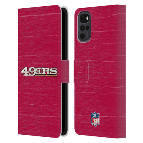NFL San Francisco 49Ers Logo Distressed Look Leather Book Wallet Case Cover For Motorola Moto G22