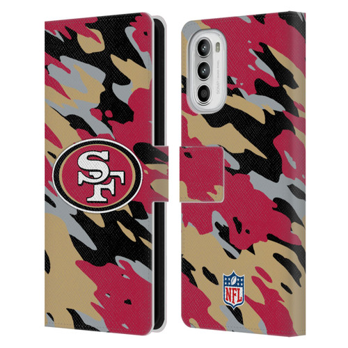 NFL San Francisco 49Ers Logo Camou Leather Book Wallet Case Cover For Motorola Moto G52