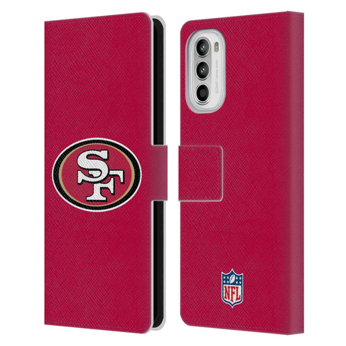 NFL San Francisco 49Ers Logo Plain Leather Book Wallet Case Cover For Motorola Moto G52