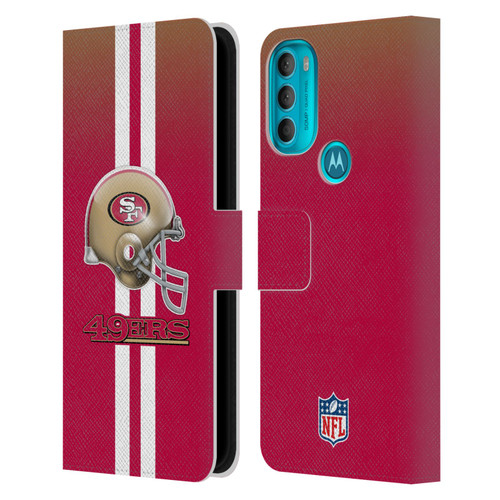 NFL San Francisco 49Ers Logo Helmet Leather Book Wallet Case Cover For Motorola Moto G71 5G
