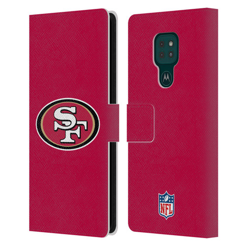 NFL San Francisco 49Ers Logo Plain Leather Book Wallet Case Cover For Motorola Moto G9 Play