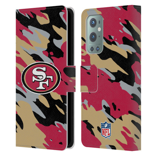 NFL San Francisco 49Ers Logo Camou Leather Book Wallet Case Cover For OnePlus 9