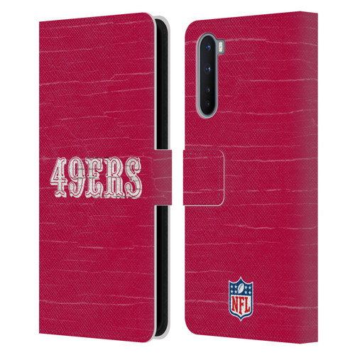 NFL San Francisco 49Ers Logo Distressed Look Leather Book Wallet Case Cover For OnePlus Nord 5G