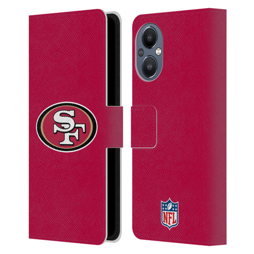 NFL San Francisco 49Ers Logo Plain Leather Book Wallet Case Cover For OnePlus Nord N20 5G