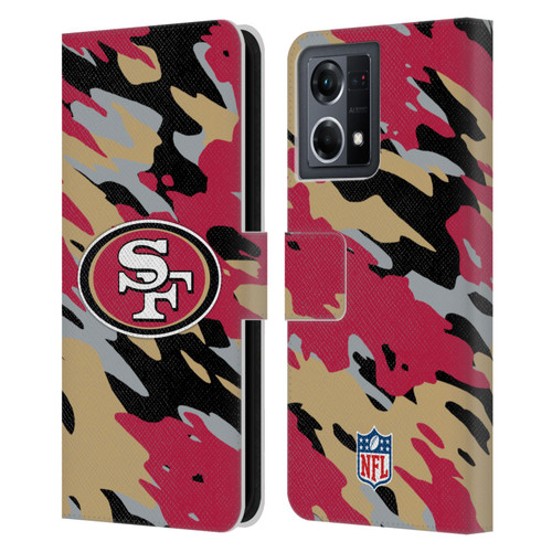 NFL San Francisco 49Ers Logo Camou Leather Book Wallet Case Cover For OPPO Reno8 4G