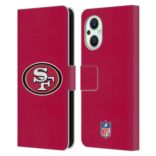 NFL San Francisco 49Ers Logo Plain Leather Book Wallet Case Cover For OPPO Reno8 Lite
