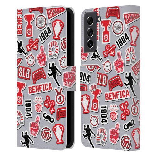 S.L. Benfica 2021/22 Crest Stickers Leather Book Wallet Case Cover For Samsung Galaxy S21 FE 5G