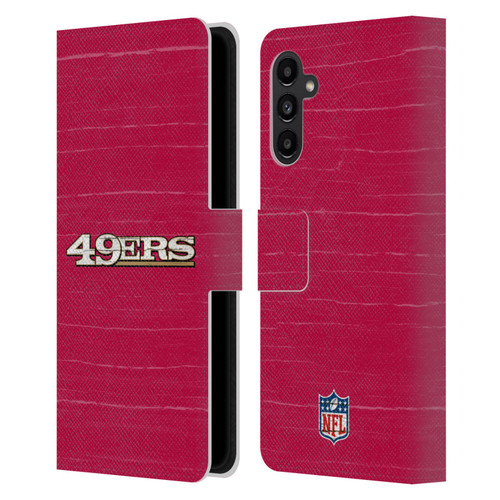 NFL San Francisco 49Ers Logo Distressed Look Leather Book Wallet Case Cover For Samsung Galaxy A13 5G (2021)